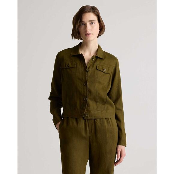 Quince Jackets & Blazers - Quince European Linen Jacket Martini Olive Green Small New